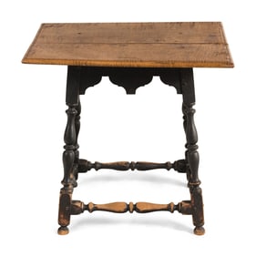 A Paint Decorated Maple-Top Side Table