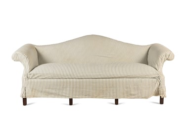 A George III Style Velvet Upholstered Camel Back Sofa
