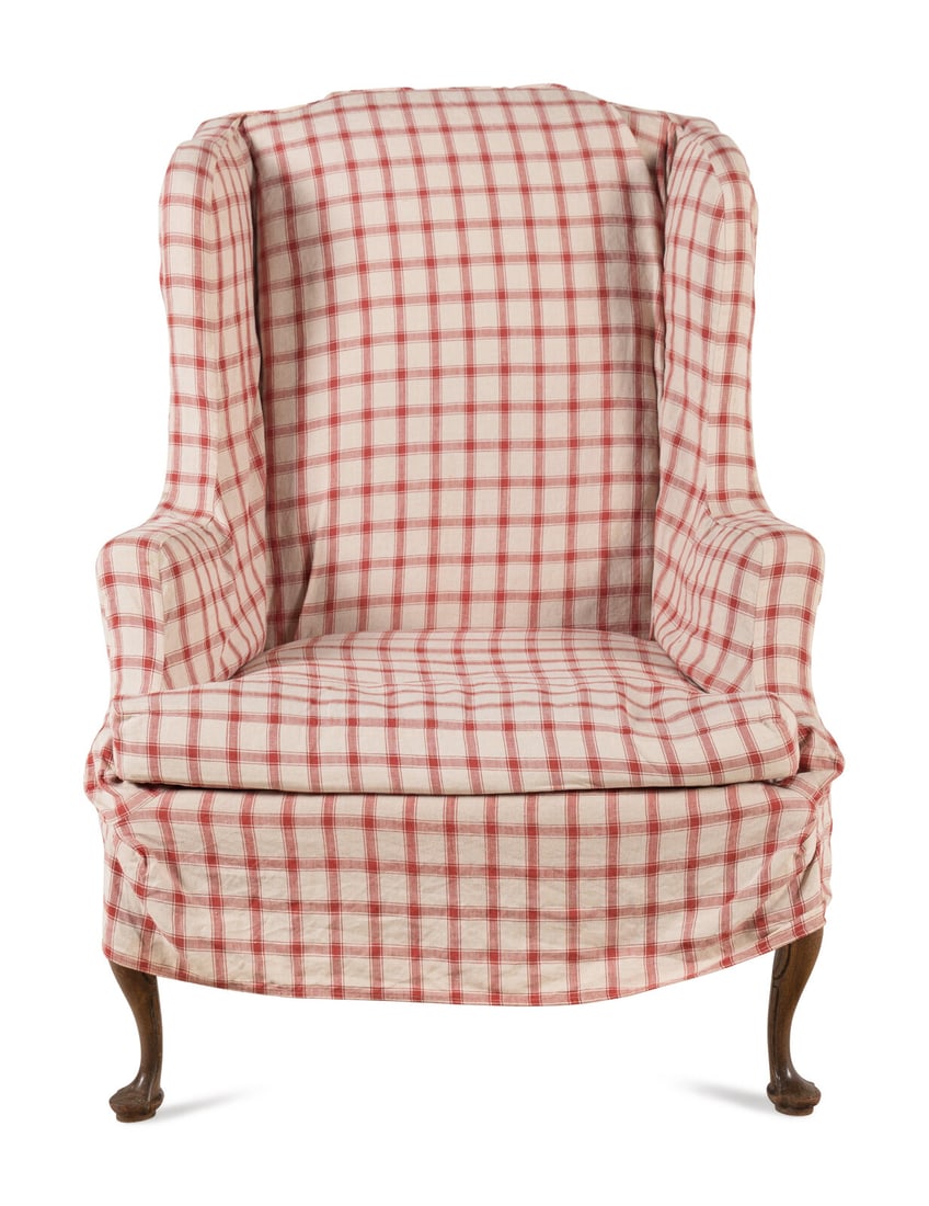 A Queen Anne Style Walnut Wingback Chair: A Queen Anne Style Walnut Wingback Chair 19th/20th Century Height 46 x width 35 x depth 36 inches. Property from Camp Rosemary, the Estate of Posy Krehbiel, Lake Forest, Illinois This lot is located i