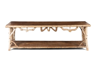 An Adirondack Style Birch and Oak Console Table