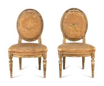 A Pair of Louis XVI Style Giltwood Side Chairs