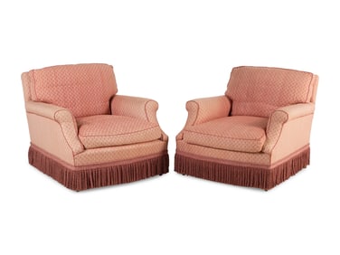 A Pair of Custom Easy Chairs with Bullion Fringe
