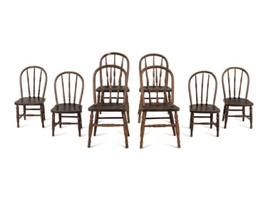 Two Sets of Four Child's Windsor Chairs