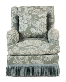 A Custom Bridgewater Style Easy Chair with Bullion Fringe