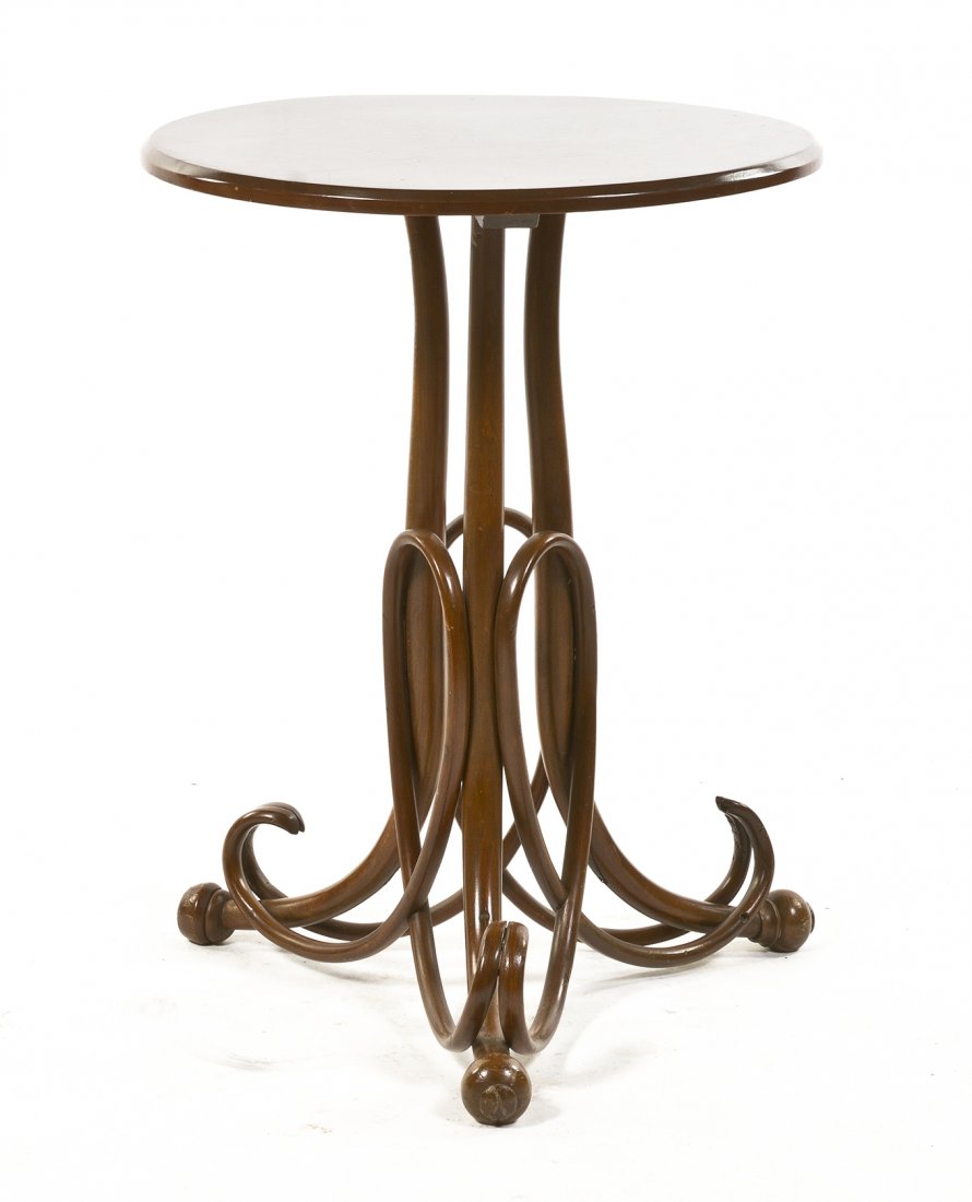 A Thonet Style Bentwood Occasional Table, Height 29 x d: A Thonet Style Bentwood Occasional Table, having a circular top raised on a serpentine pedestal base. Height 29 x diameter 21 7/8 inches.