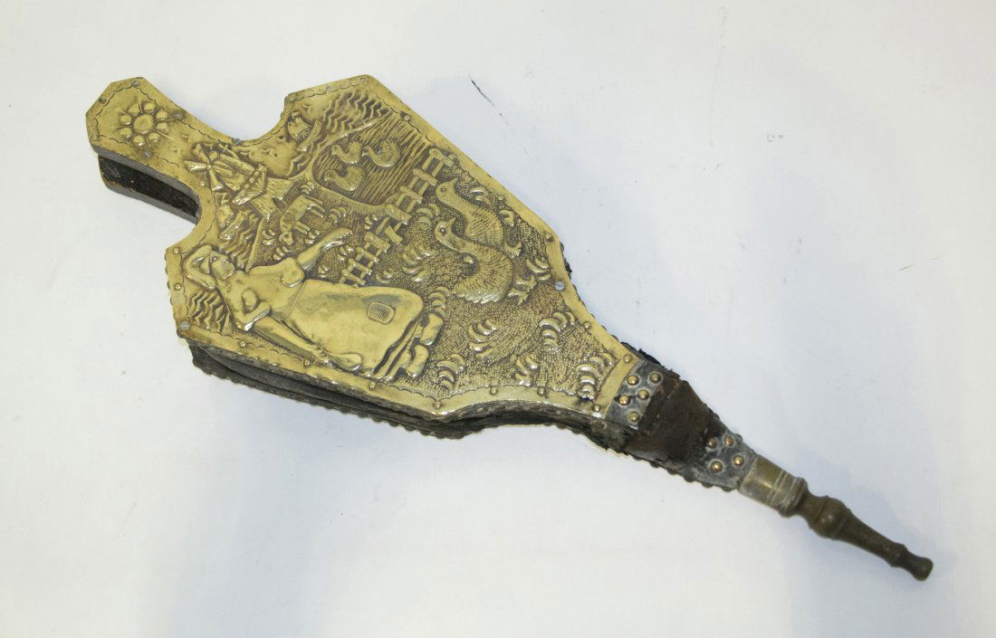 A Brass Bellows, Length 24 1/2 inches.: A Brass Bellows, with repousse decoration throughout. Length 24 1/2 inches.
