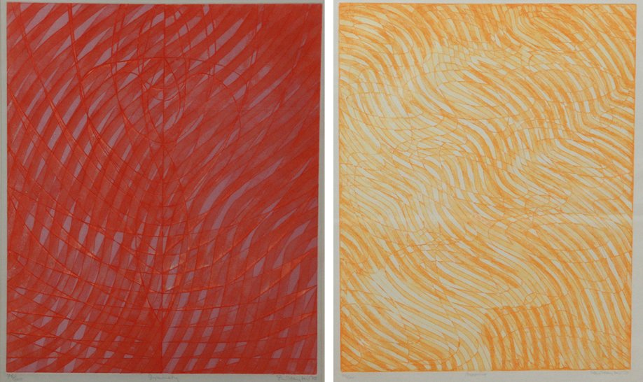 Stanley William Hayter, (British, 1901-1988), Symmetry,: Stanley William Hayter (British, 1901-1988) Symmetry, 1970 (together with another work) color etching edition 76/100, signed SW Hayter, titled and dated (lower right) Larger 23 x 19 inches.<