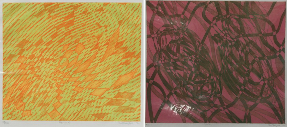 Stanley William Hayter, (British, 1901-1988), Gemini, 1: Stanley William Hayter (British, 1901-1988) Gemini, 1970 (together with another) color etching edition 9/100, signed SW Hayter, titled and dated (lower right) 19 x 23 inches (each). P