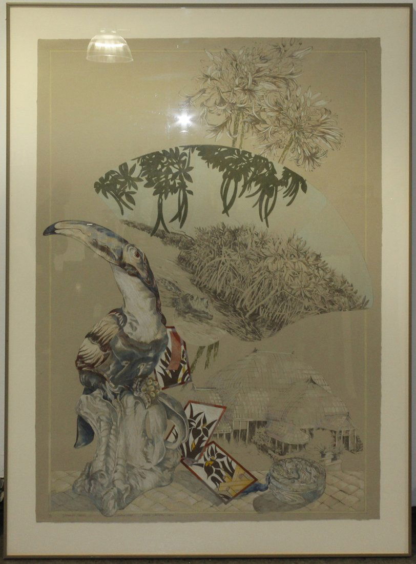 Ellen Lanyon, (American, b. 1926), Strange Games, Linco: Ellen Lanyon (American, b. 1926) Strange Games, Lincoln Park, 1980 lithograph edition 1/9, signed Lanyon (lower left) 45 3/4 x 31 1/4 inches.