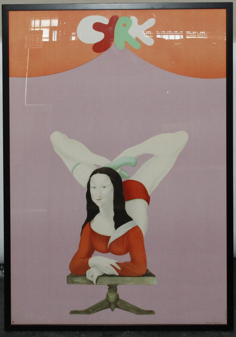 Maciej Urbaniec, (Polish, 1925-2004), Cyrk: Mona Lisa: Maciej Urbaniec (Polish, 1925-2004) Cyrk: Mona Lisa print 38 x 26 inches.