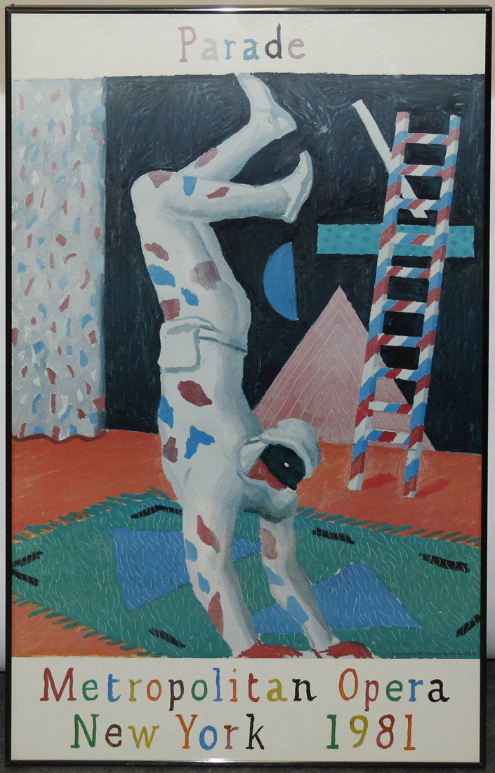 David Hockney, (British, b. 1937), Parade: Metropolitan: David Hockney (British, b. 1937) Parade: Metropolitan Opera, New York, 1981 poster 29 1/4 x 23 1/2 inches.