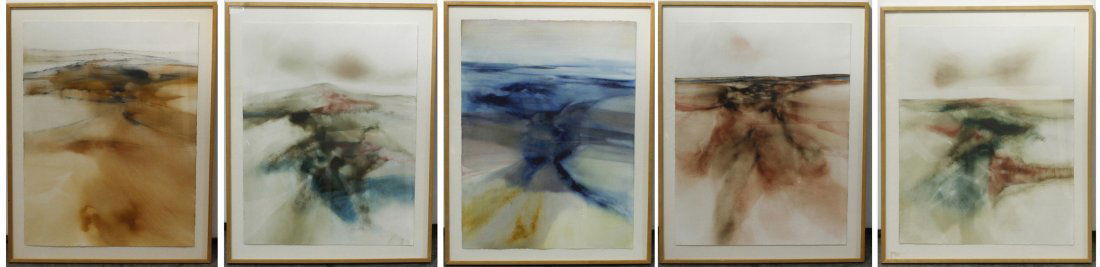 Zora Duvall, (Czech/American, b. 1927), A group of five: Zora Duvall (Czech/American, b. 1927) A group of five works on paper oil on paper each signed Zora Duvall Largest 29 1/2 x 22 inches.