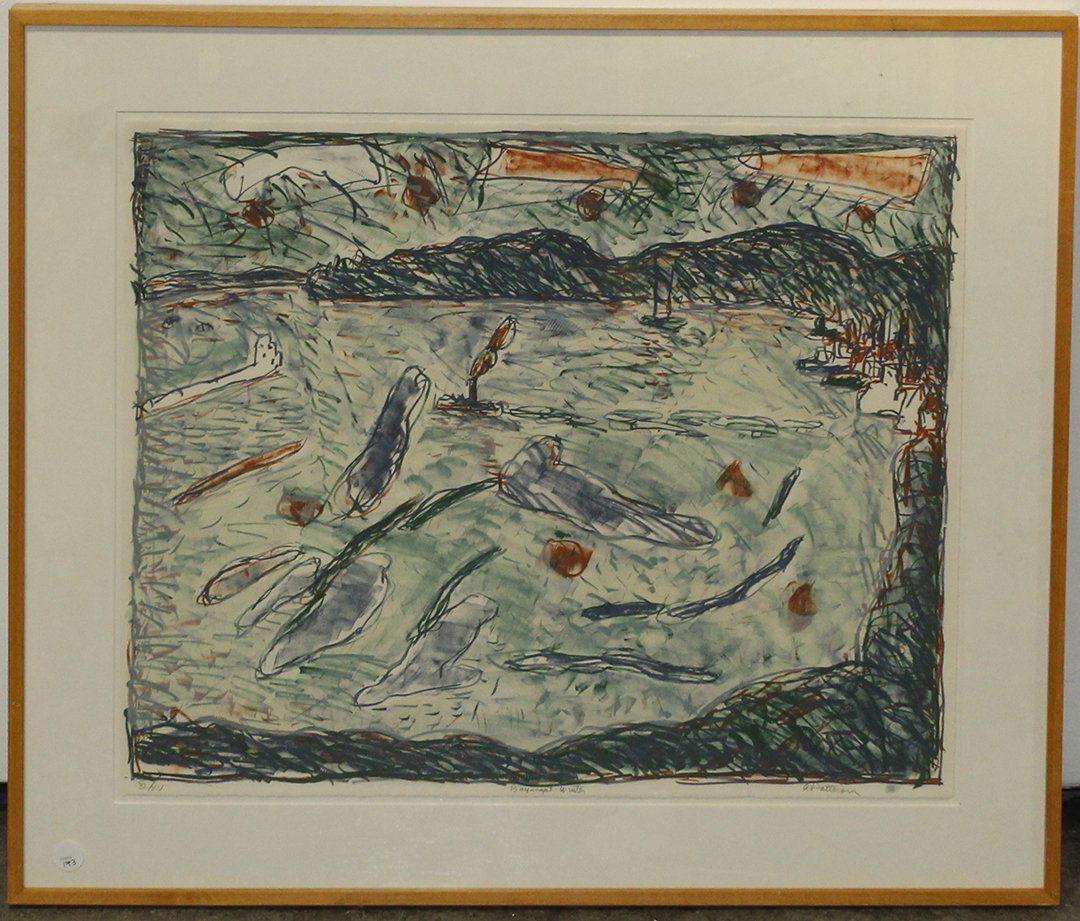 Abbott Pattison, (American, 1916-1999), Bayscape: Winte: Abbott Pattison (American, 1916-1999) Bayscape: Winter lithograph edition 11/15, signed A. Pattison (lower right) 21 1/2 x 26 1/2 inches.