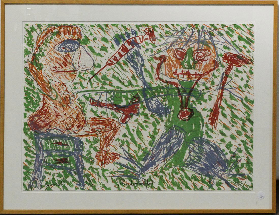 John Himmelfarb, (American, b. 1946), Physical, 1983: John Himmelfarb (American, b. 1946) Physical, 1983 lithograph edition 18/30, signed John Himmelfarb (lower center) 22 x 30 inches.