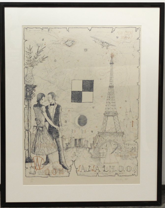 William T. Wiley, (American, b. 1937), Ooh La La, 1977: William T. Wiley (American, b. 1937) Ooh La La, 1977 lithograph edition 15/70, signed Wiley and dated (lower right) 25 x 19 inches.