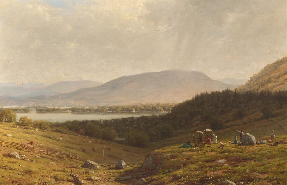 George Lafayette Clough (American, 1824-1901) Sketching Along the Hudson