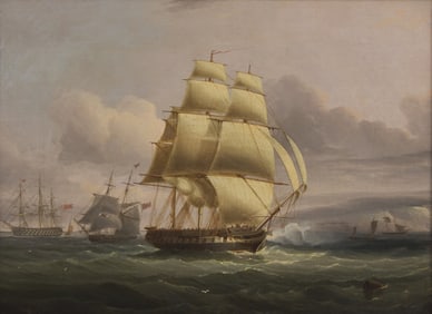 James Edward Buttersworth (American/British, 1817-1894) Starboard View of a Brig Under Sail