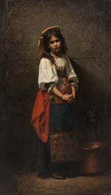 Charles Sprague Pearce (American, 1851-1914) L'Italienne (At the Fountain), 1875