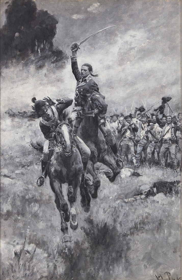 Howard Pyle (American, 1853-1911) The Two Cornets of Monmouth: On sped the light chestnut, with the (1 of 3)