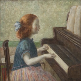 Frederick Carl Frieseke (American, 1874-1939) Artist's Daughter at the Piano, 1934