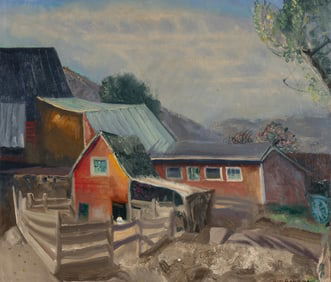 George Bellows (American, 1882-1925) Risley's Pig House, 1924