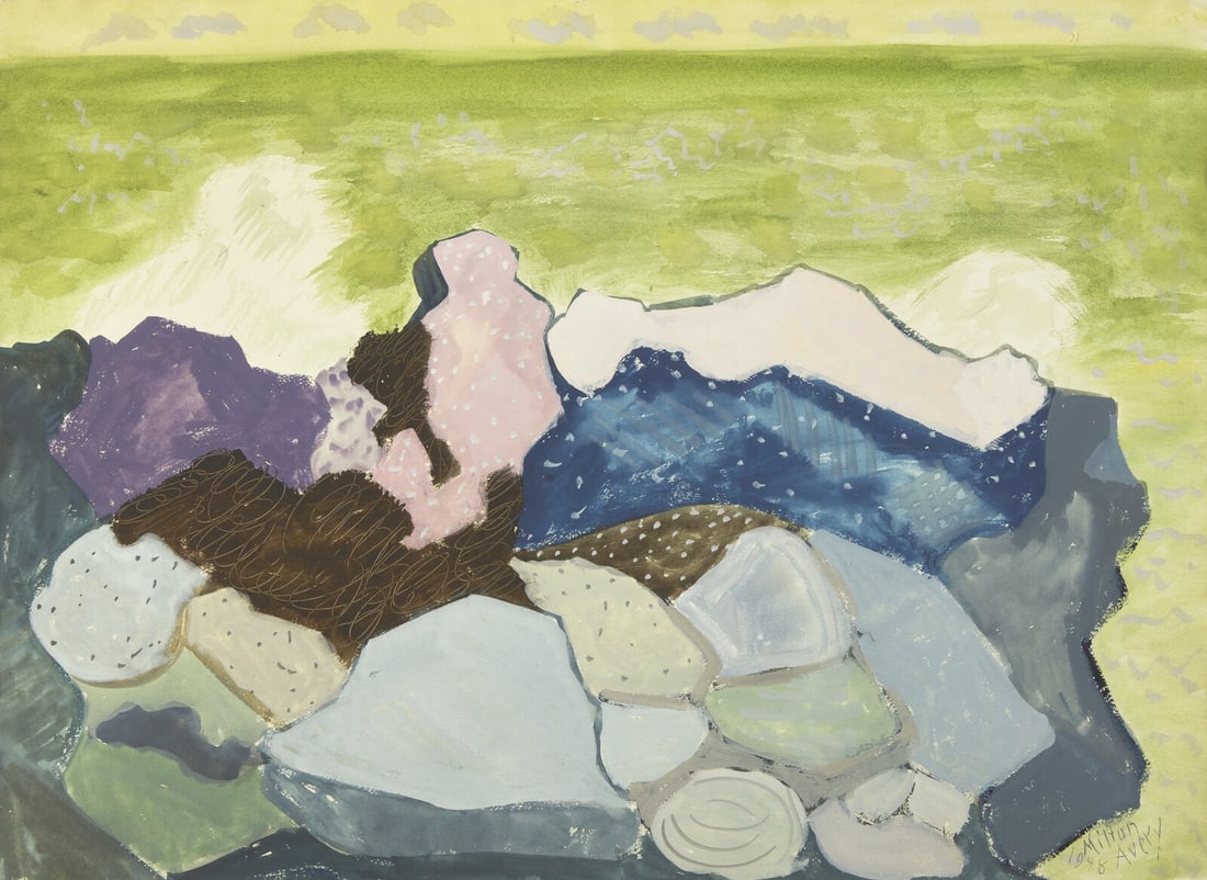 Milton Avery (American, 1885-1965) Gray Rocks and Green Sea, 1948 (1 of 3)