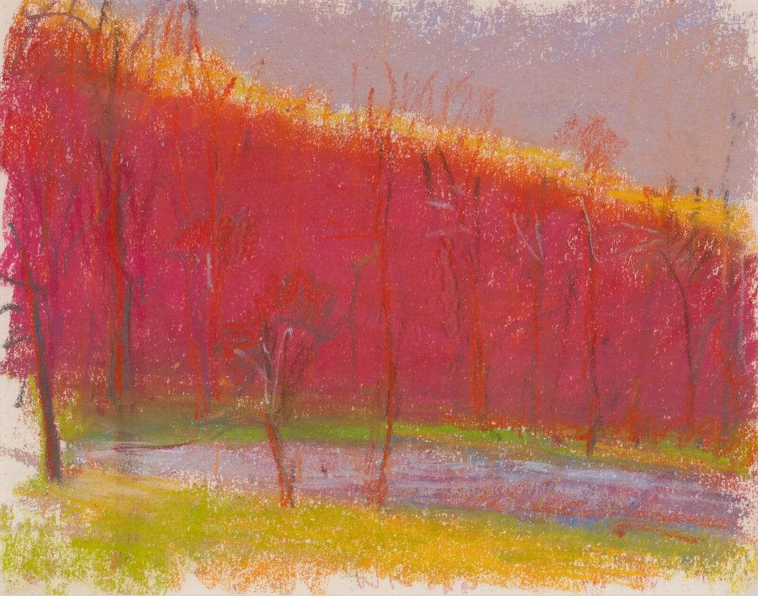 Wolf Kahn (American/German, 1927-2020) Red Rising, 1991: Wolf Kahn (American/German, 1927-2020) Red Rising, 1991 pastel on paper signed W Kahn (lower center) 11 x 14 in. Provenance: Thomas Segal Gallery, Boston, Massachusetts. Acquired directly from the abo