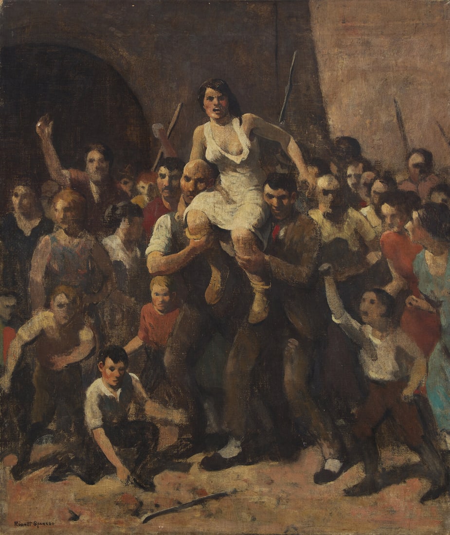 Robert Spencer (American, 1879-1931) Study for Seed of Revolution, No. 2: Robert Spencer (American, 1879-1931) Study for Seed of Revolution, No. 2 oil on canvas signed Robert Spencer (lower left) 24 1/4 x 20 1/8 in. Provenance: The Artist. By descent to Shayla Spencer, the