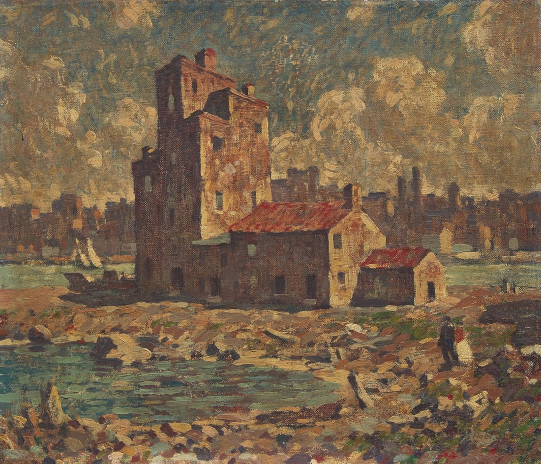 Robert Spencer (American, 1879-1931) Peninsula: Robert Spencer (American, 1879-1931) Peninsula oil on canvas signed Robt. Spencer (lower right); also signed and titled (stretcher) 12 x 14 1/8 in. Provenance: The Artist. By descent to Shayla Spencer