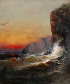 Attributed to James Hamilton (American, 1819-1878) Sun Setting on a Shipwreck