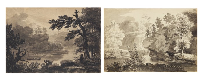 Thomas Birch (American, 1779-1851) Sailing down the River; together with Standing at the bend