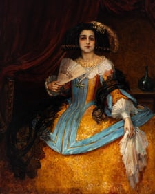 Vital Achille Raoul Barré (Canadian, 1874-1932) Portrait of a Lady with a Fan