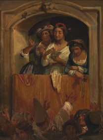 Wilhelm Nicolai Marstrand (Danish, 1810-1873) Women at Roman Carnival