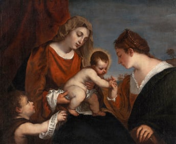 After Titian (Italian, born c. 1485-1576) Mystical Marriage of St. Catherine