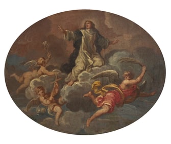 Follower of Louis Galloche (French 1670-1761) Assumption of a Female Saint