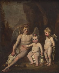 Circle of Thomas de Keyser (Dutch, 1596-1667) Three Children in the Guise of Cupid and Two Angels,