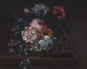 Attributed To Jean-Baptiste Monnoyer (French, 1636-1699) Still Life of Variegated Carnations and