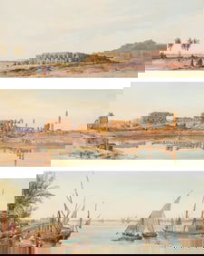 John Shae Perring (British, 1813-1869) Three Views of Egypt (Thebes, Karnak, and Luxor), 1893