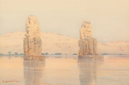 Augustus Osborne Lamplough (British, 1877-1930) The Colossi of Memnon, 1925