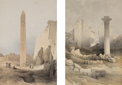 David Roberts (Scottish, 1796-1864) Obelisk at Luxor and Karnak Temple Complex (two works)