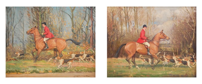 John Sanderson-Wells (British, 1872-1955) Going Out and The Chase (a pair)