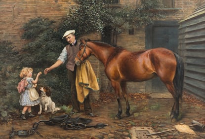 Mary Esther Greenhill (British, fl. 1880-1909) I'm Afraid He'll Bite Me