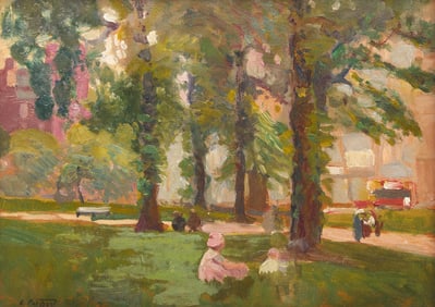 Edward Henry Potthast (American, 1857-1927) In Central Park (a double-sided work)