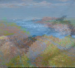 Nicola D'Ascenzo (American/Italian, 1871-1954) Inlet with Sailboats