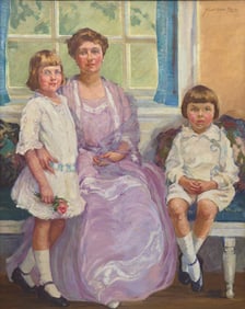 Juliet White Gross (American, 1880-1977) Portrait of Edith Jaekel of Doylestown, with Her Children,