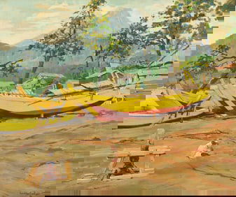 Arrah Lee Gaul  (American, 1883-1980) Boat Row, Numazu