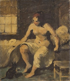 Robert Spencer (American, 1879-1931) Nude Woman and Cat