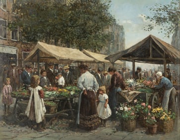 Henni Gerardus de Korte (Dutch, b. 1941) Market Day