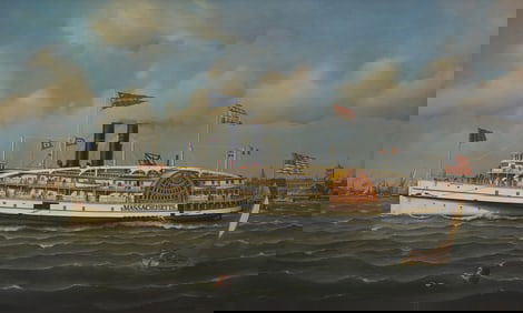 William Robert Davis (American, b. 1952) The Paddle Wheeler 'Massachusetts'