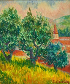 Serge Mendjisky  (French, 1929-2017) Clocher d'Église